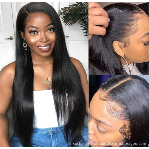 150% 180% wholesale natural straight human hair wigs vendors 100% aligned cuticle wig for black women none lace front wig